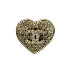 Chanel Ring Gold Black Coco Mark Heart Rhinestone