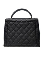 Chanel 24K CC Caviar Vintage Kelly Quilted Flap Bag Black Purse Handle