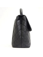Chanel 24K CC Caviar Vintage Kelly Quilted Flap Bag Black Purse Handle