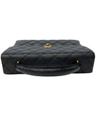Chanel 24K CC Caviar Vintage Kelly Quilted Flap Bag Black Purse Handle