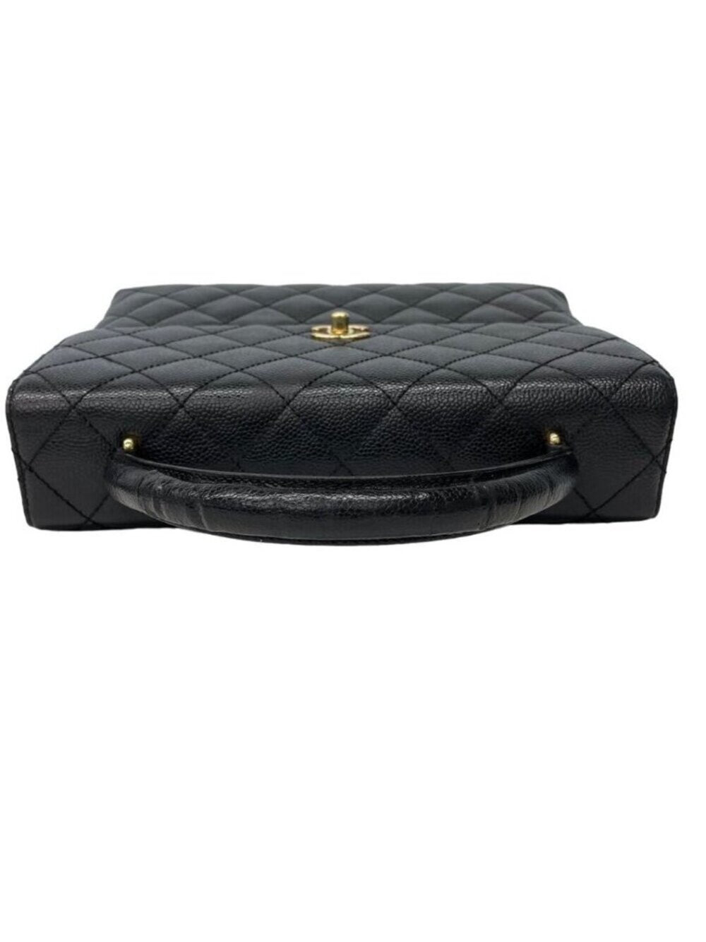 Chanel 24K CC Caviar Vintage Kelly Quilted Flap Bag Black Purse Handle