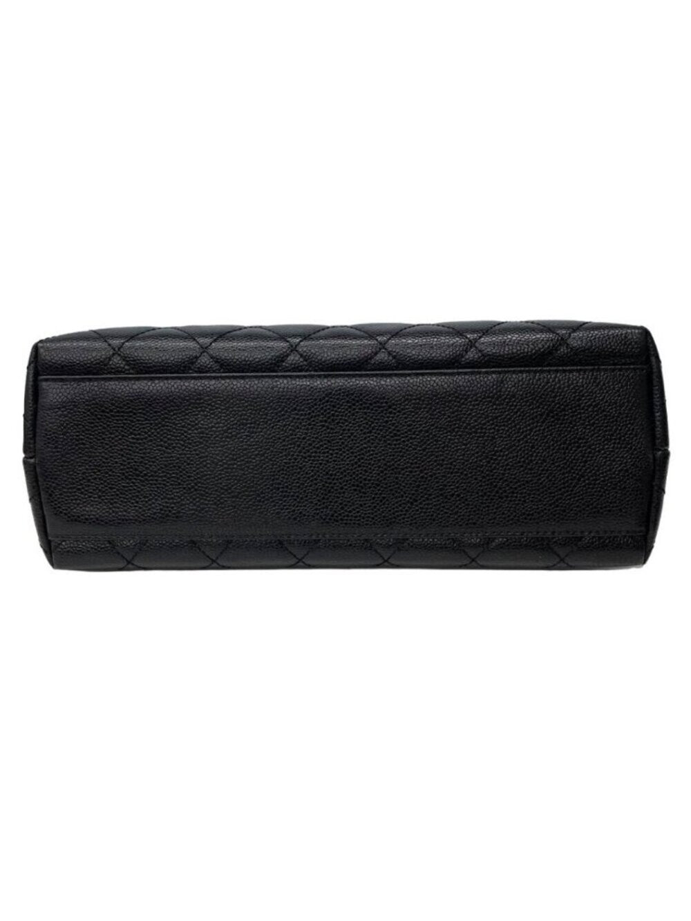 Chanel 24K CC Caviar Vintage Kelly Quilted Flap Bag Black Purse Handle