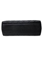 Chanel 24K CC Caviar Vintage Kelly Quilted Flap Bag Black Purse Handle