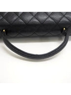 Chanel 24K CC Caviar Vintage Kelly Quilted Flap Bag Black Purse Handle