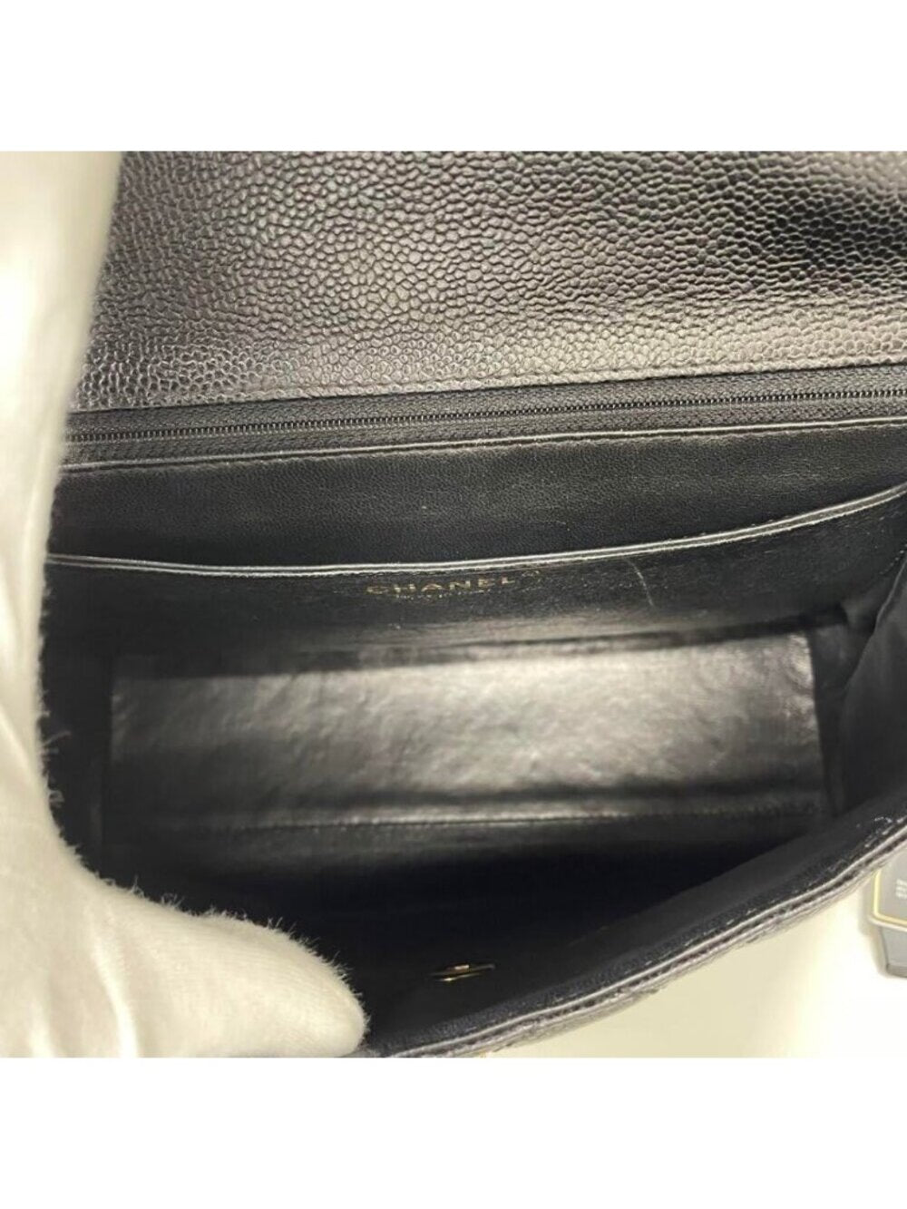 Chanel 24K CC Caviar Vintage Kelly Quilted Flap Bag Black Purse Handle