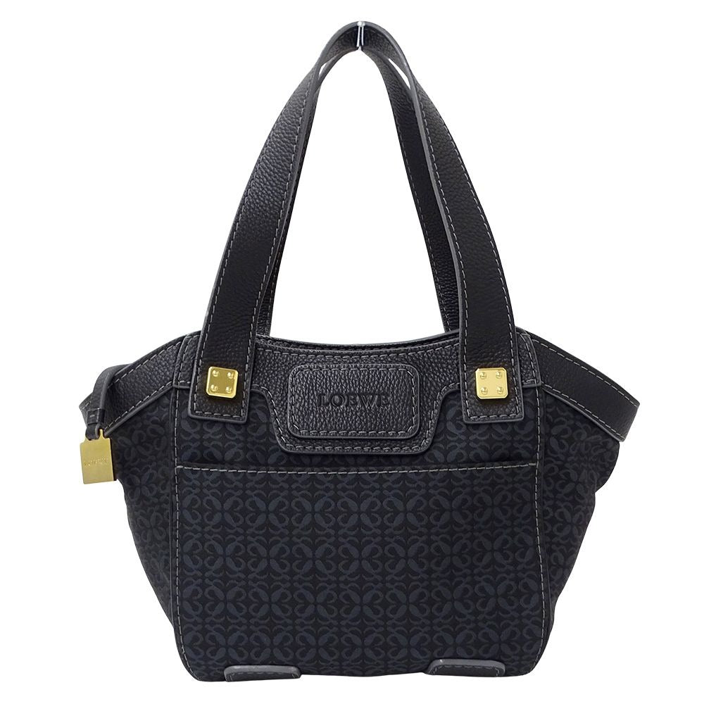 Loewe Tote Repeat Canvas Leather Black Navy Ationcan Be