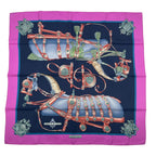 Hermes Carre 90 Scarf 100% Silk Harnais de Cour Court Horse Tackle Purple Box — view 2