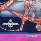 Hermes Carre 90 Scarf 100% Silk Harnais de Cour Court Horse Tackle Purple Box — view 7