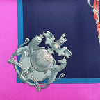 Hermes Carre 90 Scarf 100% Silk Harnais de Cour Court Horse Tackle Purple Box — view 9