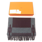 Hermes H Passant 100% Cashmere Current Model Logo Embroidery Fringed Scarf — view 2