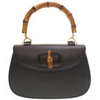 Gucci Bamboo Leather Black 000 2113 0633 Handbag 0187