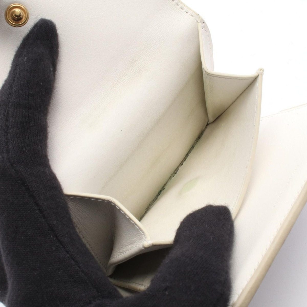 Celine Bifold Wallet Small Strap White Leather — view 5