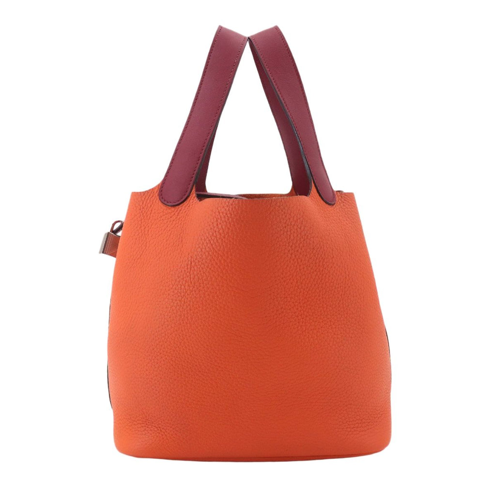 Hermes Picotin Lock Touch Hand Bag Taurillon Clemence Swift Rouge Grena Orange