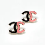 Chanel Earrings Gold Black Pink Coco Mark Bicolor — view 3