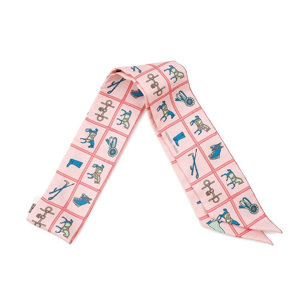 Hermes Scarf Twill Horsewear Couvertures Et Tenues de Jour Silk Rose Blue Veil