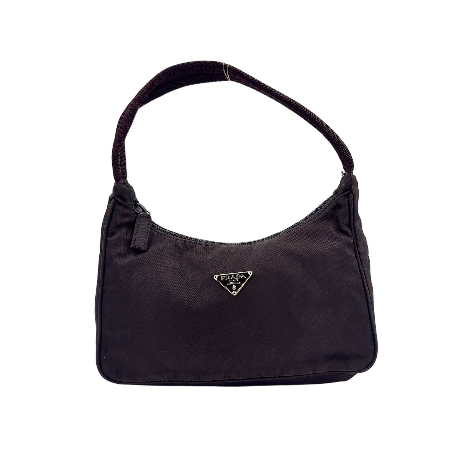 Prada Nylon Brown Handbag Silver