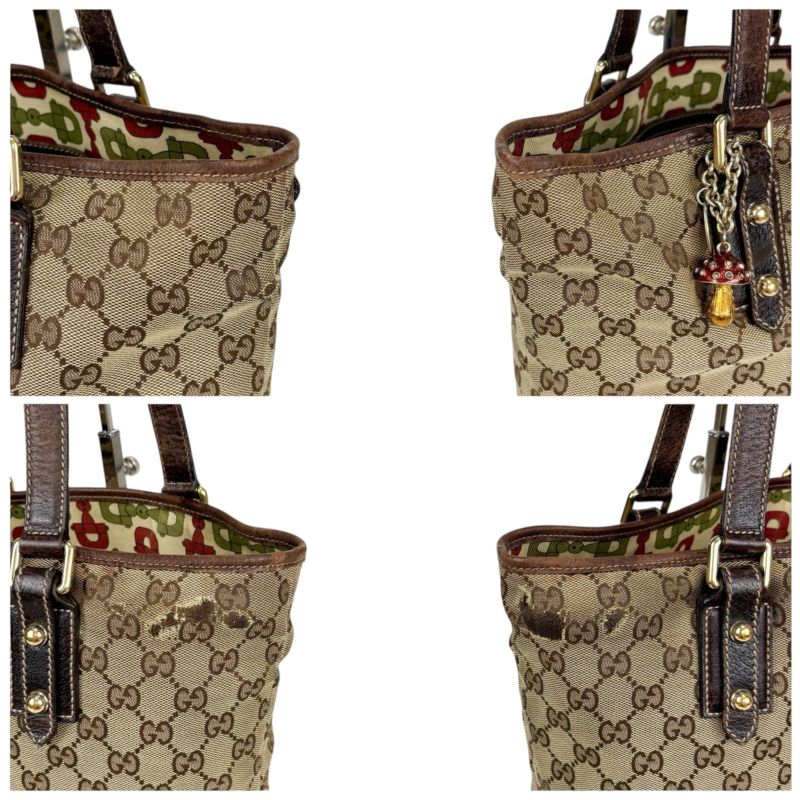 Gucci Tote Bag GG Canvas Mushroom Embroidery Charm Shoulder A4 Horsebit — view 4