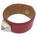 Hermes Medor Bangle Leather Metal Red Engraved D 0564