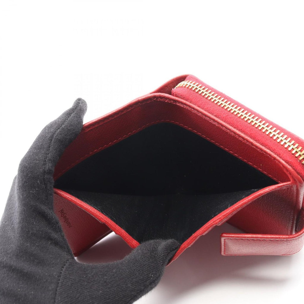 Saint Laurent Yves Bifold Wallet YSL Logo Red Leather — view 9