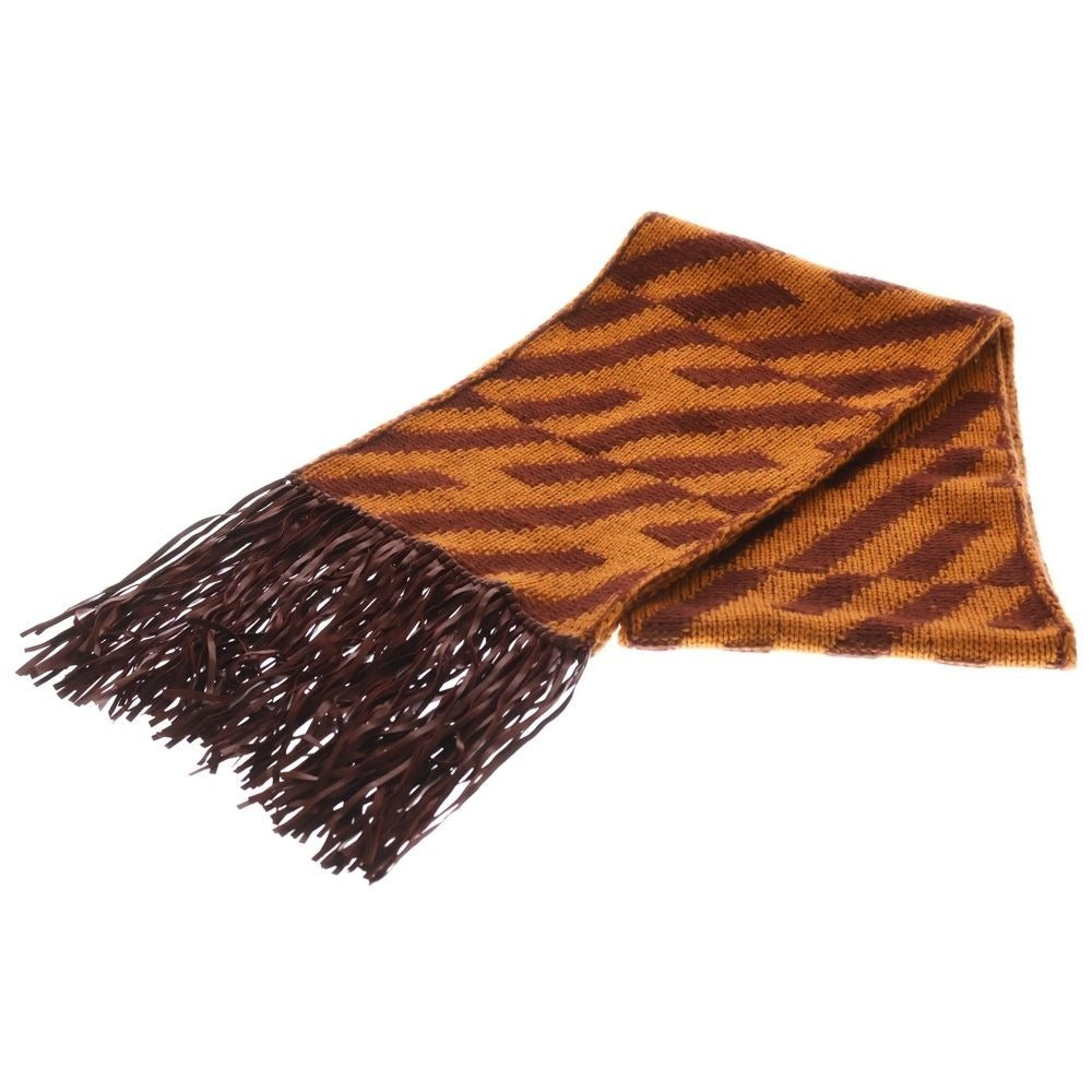 Hermes Lambskin Leather Fringe Logo Scarf