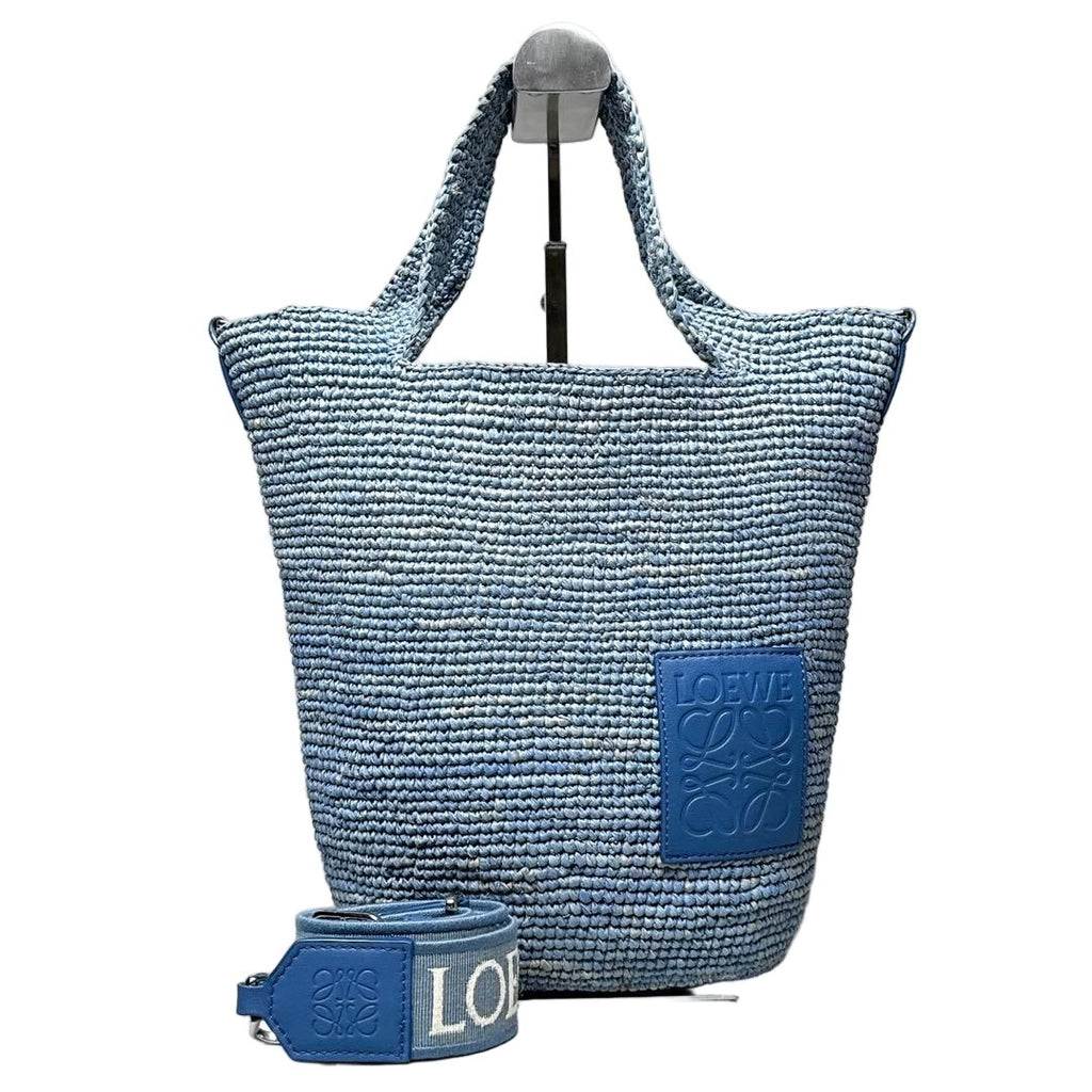 Loewe Slit Mini Raffia Basket Shoulder
