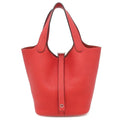 Hermes Handbag Picotin Lock 18 PM Taurillon Clemence Rouge de Coeur Silver