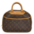 Louis Vuitton Handbag Trouville Monogram Nubuck Brown Gold Hardware