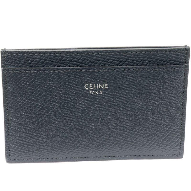 Celine Card Case Pass Holder Grained Calf Leather Navy