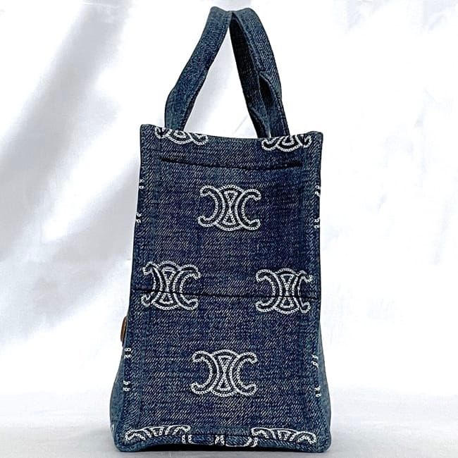 Celine 2-Way Bag Cabas Tice Blue Brown Triomphe — view 3
