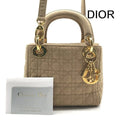 Dior Lady Cannage Nylon Canvas 2-Way Mini Small Shoulder Bag Beige