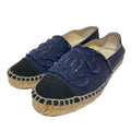 Chanel 14c CC Logo Espadrilles 35 Navy