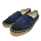 Chanel 14c CC Logo Espadrilles 35 Navy