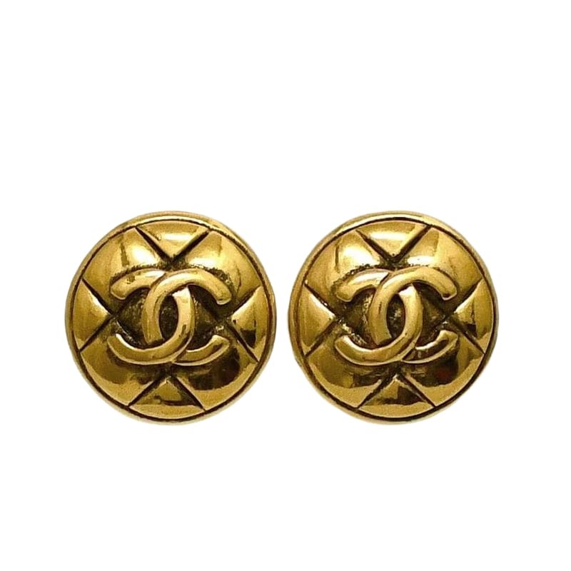 Chanel Earrings Gold Coco Mark Vintage GP