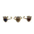Gucci Crystal Heart 3 Strands GP Gold Red Blue Ring 1210