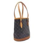 Louis Vuitton Bucket PM Monogram Leather Brown Shoulder Bag Gold — view 2