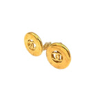 Chanel CC Logo Round Gold Plated Earrings — view 2