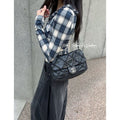 Chanel CC Logo Ultra Stitch Chain Shoulder Bag Black Leather Vintage