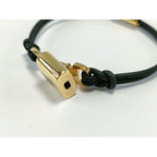 Louis Vuitton Bracelet LV Padlock Gold Black Leather Metal — view 6