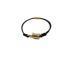 Louis Vuitton Bracelet LV Padlock Gold Black Leather Metal — view 7