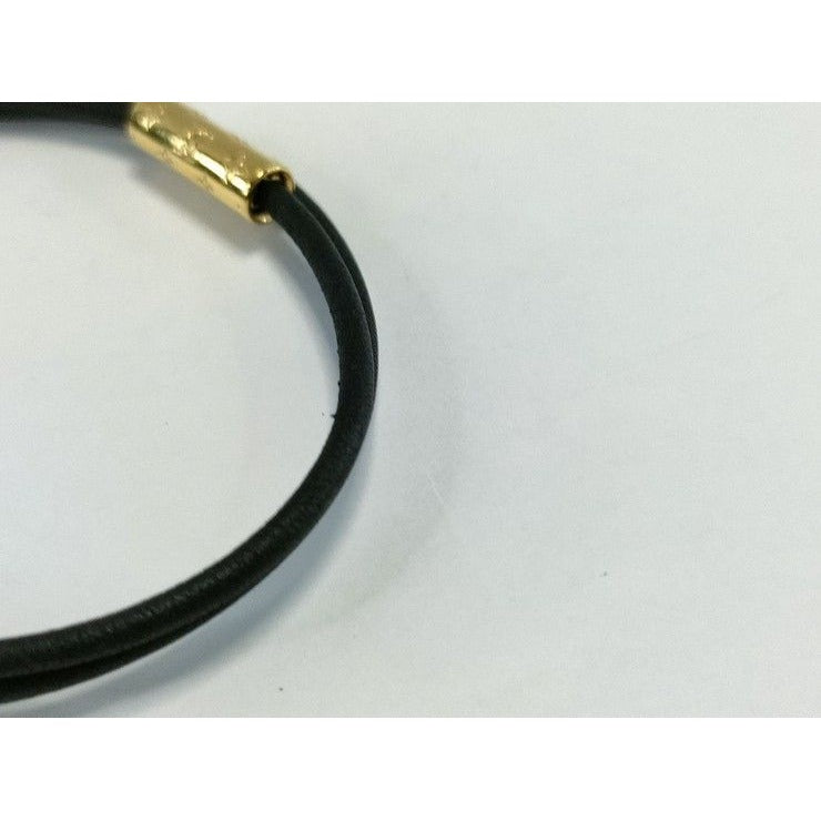 Louis Vuitton Bracelet LV Padlock Gold Black Leather Metal — view 8