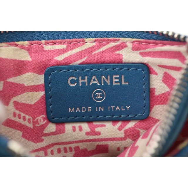 Chanel Coin Case Card Quilted Caviar Leather Blue Silver — view 8