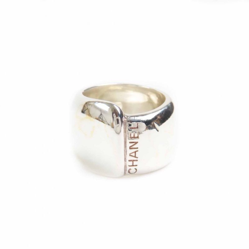 Chanel Vintage Logo Ring SV 925 Silver Size 10 Weight 18 g — view 3