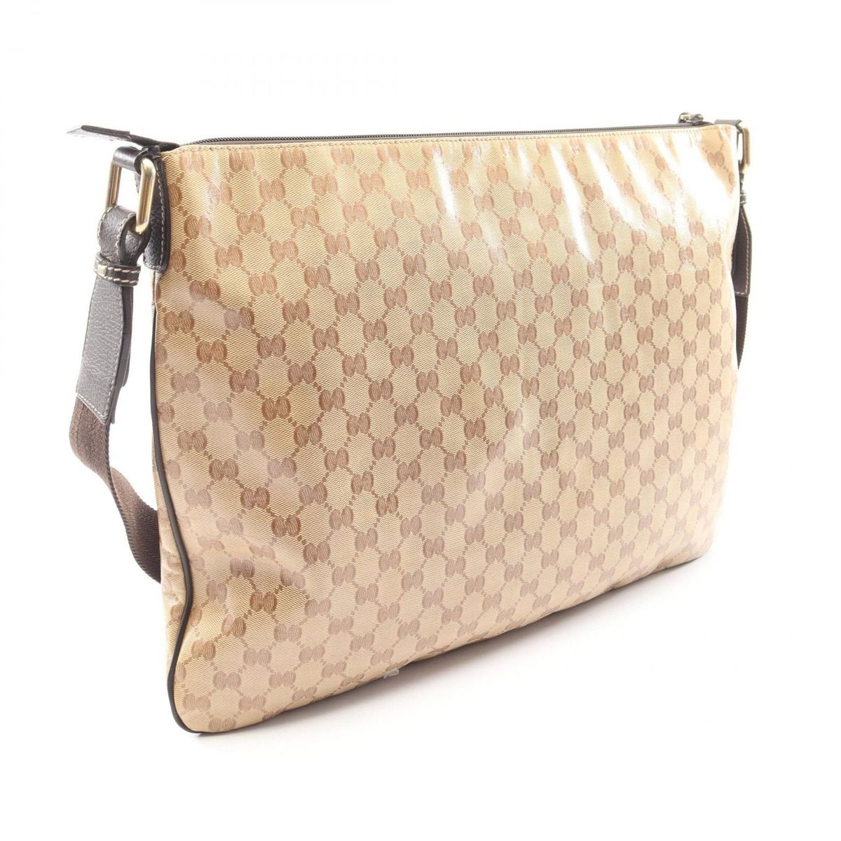 Gucci Shoulder Bag GG Crystal Beige Canvas Leather — view 2