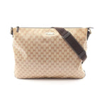 Gucci Shoulder Bag GG Crystal Beige Canvas Leather