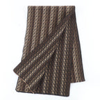 Fendi Wool FF Logo Micro Zucca Pattern Knit Scarf Brown — view 2