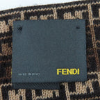 Fendi Wool FF Logo Micro Zucca Pattern Knit Scarf Brown — view 5