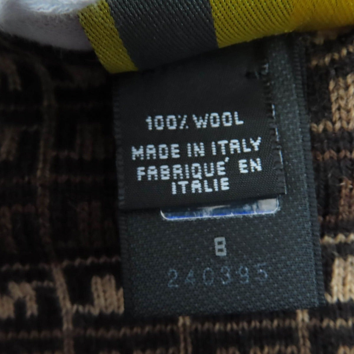 Fendi Wool FF Logo Micro Zucca Pattern Knit Scarf Brown — view 6