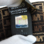 Fendi Wool FF Logo Micro Zucca Pattern Knit Scarf Brown — view 7