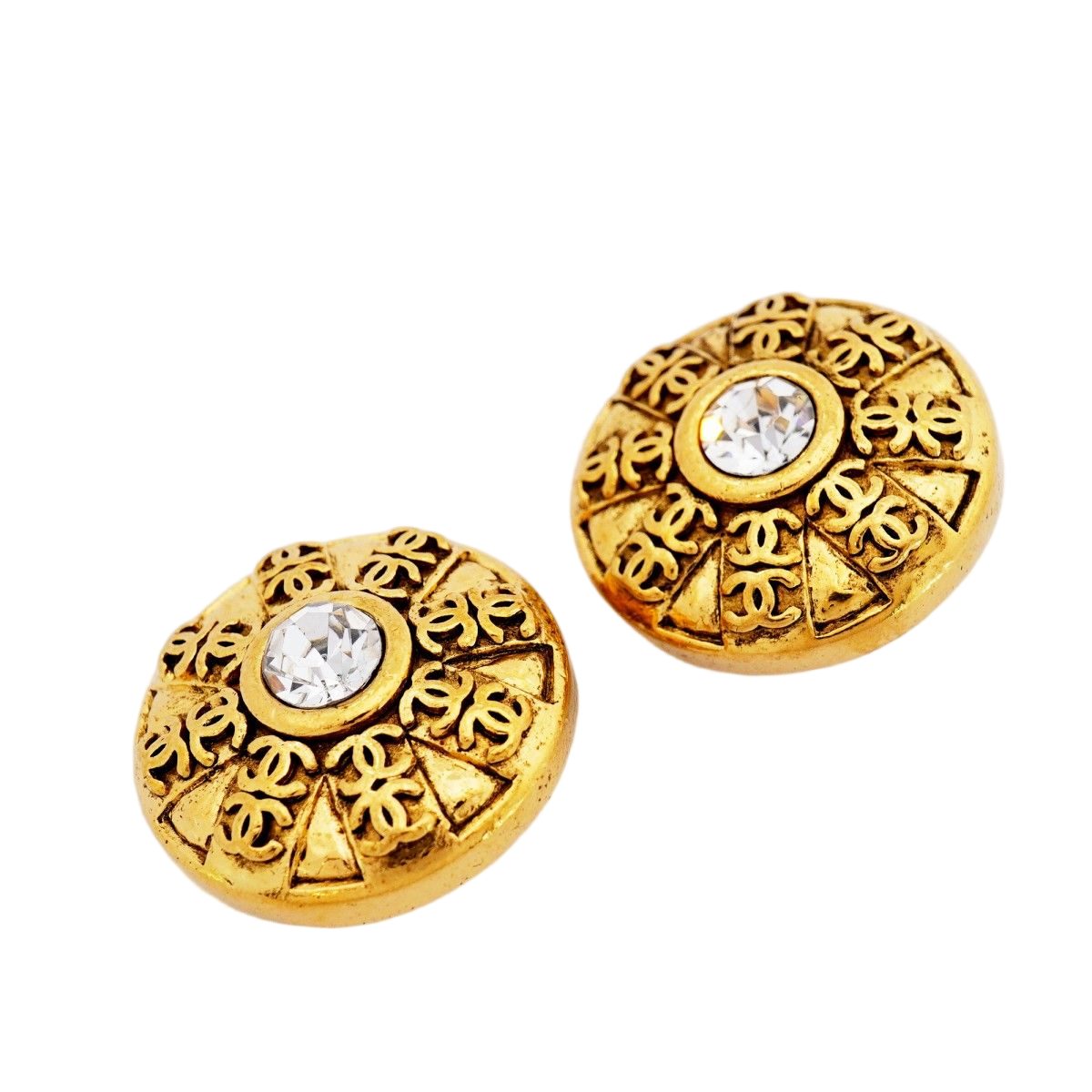 Chanel Earrings Vintage CC Logo Round — view 2