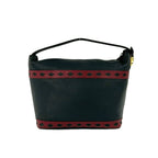 Saint Laurent Yves YSL Logo Cutout Leather Handbag Black Red — view 3